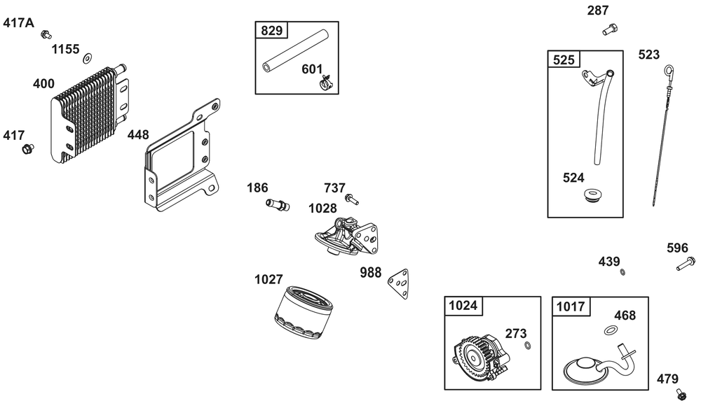 Lubrication Group Diagram and Parts List for 385447-0403-G1 200000 - 399999 Briggs and Stratton Engine